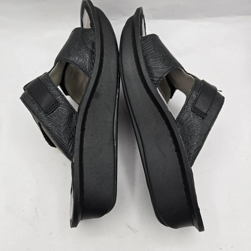 Alegria Womens Kasha Sandal Size 37 6.5 Black Leather Comfort Slide‎ Adjustable